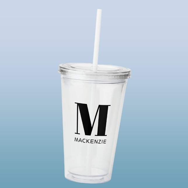 Monogramm Name Einfach Personalisiert Acryltrinkbecher (Modern simple personalized monogram initial custom name acrylic tumbler)