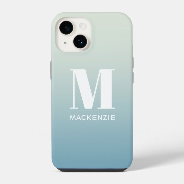 Monogramm-Name Einfacher Farbverlauf Personalisier iPhone Hülle (Rückseite)