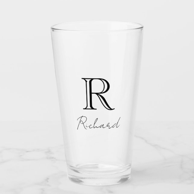 Monogramm-Name elegant Glas (Vorderseite)