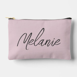 Monogramm Name Elegant Modern Minimalistisch Rosa Zubehörtasche