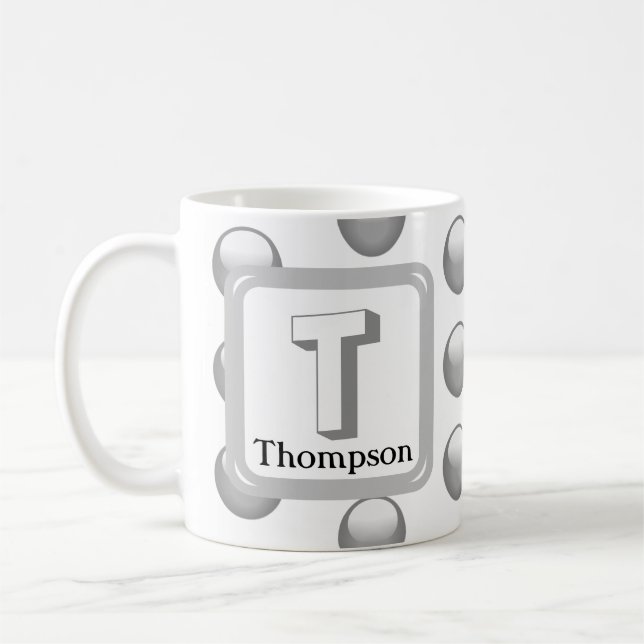 Monogramm Name Elegant Silver Geometric Initial Kaffeetasse (Links)