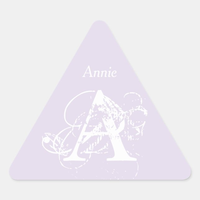 Monogramm Name Elegante Einfache Minimalistische V Dreieckiger Aufkleber (Vorderseite)