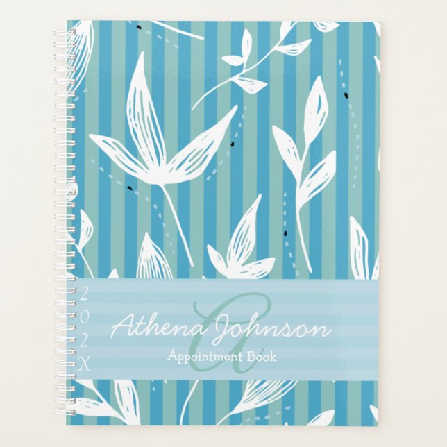 Monogramm Name Ernennung Book 2025 Blue Planne Planer (Vorderseite)