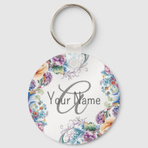 Monogramm Name Farbige Blumenrahmen Elegant Modern