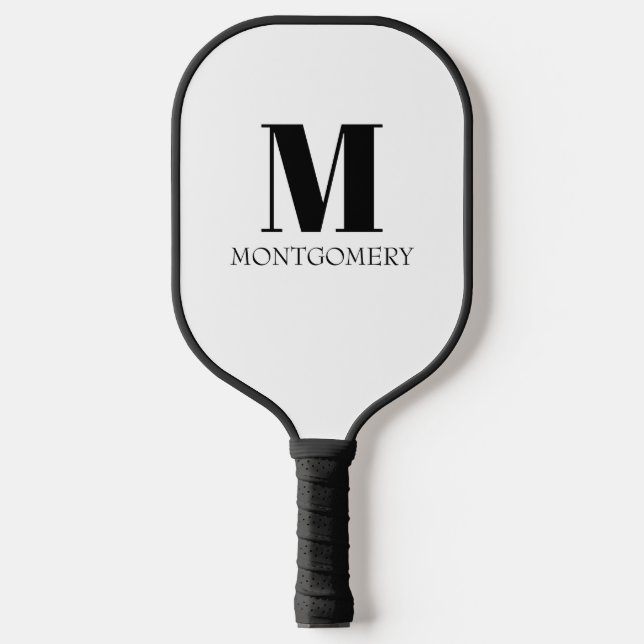 Monogramm Name Fett Schwarz Pickleball Schläger (Vorderseite)