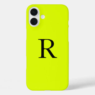 Monogramm Name Fluorescent Chartreuse Gelbe Nebel iPhone 16 Plus Hülle