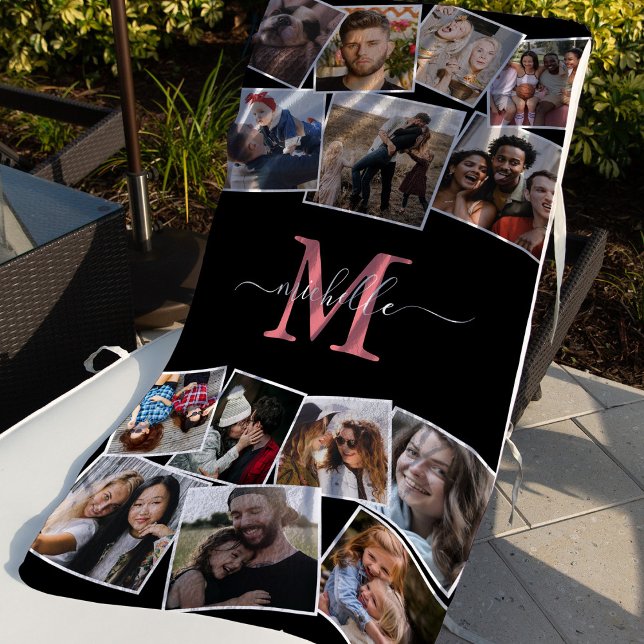 Monogramm Name Foto Collage Strandtuch (Von Creator hochgeladen)