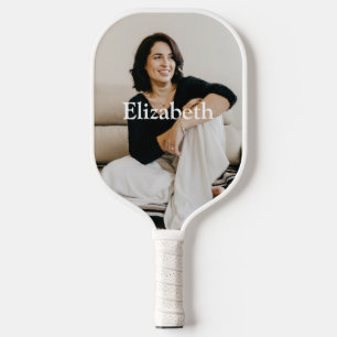 Monogramm Name Foto Trendige Stylische Frauen Männ Pickleball Schläger