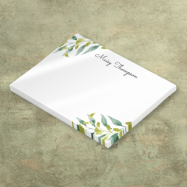 Monogramm-Name für Blumengrenzenlose Blätter Post-it Klebezettel (Floral Meadow Greenery Monogram Name Post-it Notes)