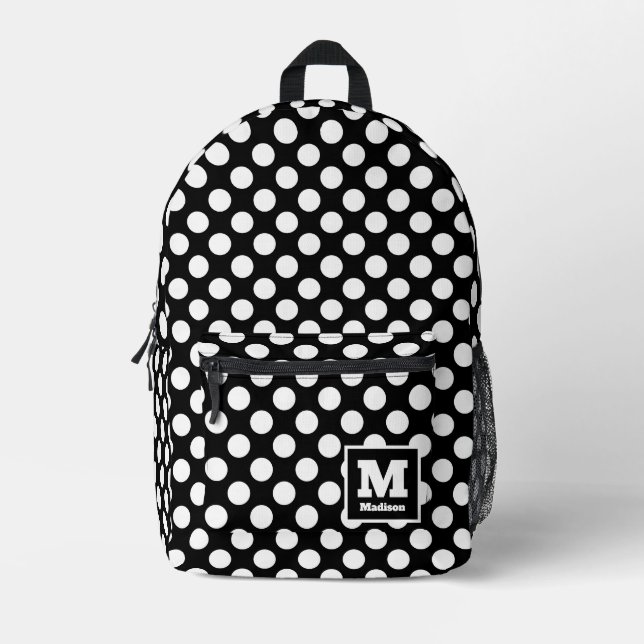 Monogramm-Name für klassische schwarze und weiße P Bedruckter Rucksack (Vorderseite)