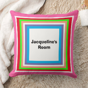 Monogramm-Name geometrisch Pink Grün Rot Kissen