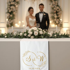 Monogramm-Name Gold Hochzeitsdeko Tischläufer Wandteppich