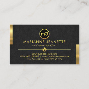 Monogramm Name Grau Grunge Gold Registerkarten Visitenkarte