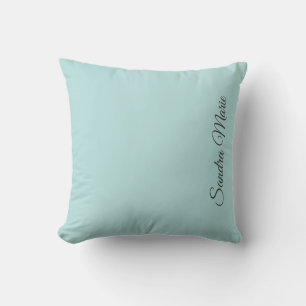 Monogramm Name Hell-Türkis Aqua einfarbige Kissenh Kissen