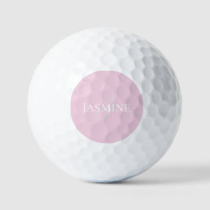Monogramm Name Hellrosa Weiß Elegant Weiblich  Golfball