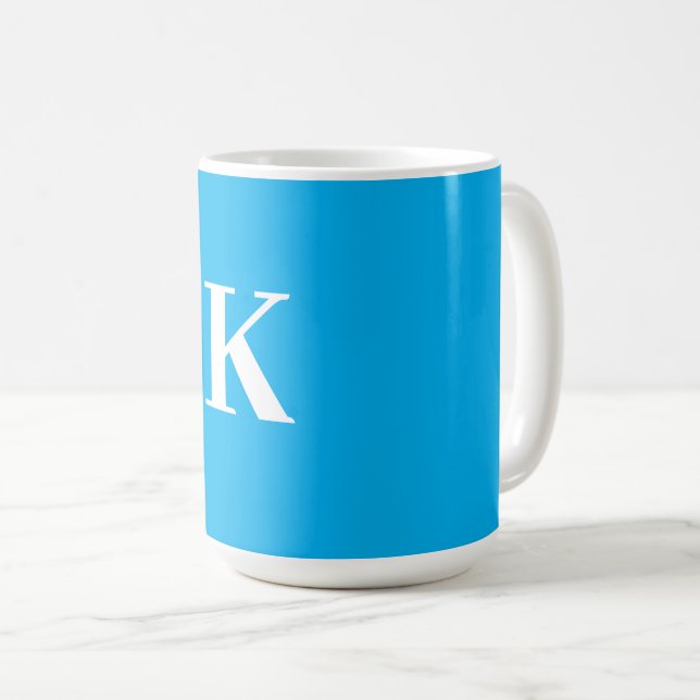 Monogramm Name Hochzeitsgeschenk Gastgeschenk Blau Kaffeetasse (VorderseiteRechts)
