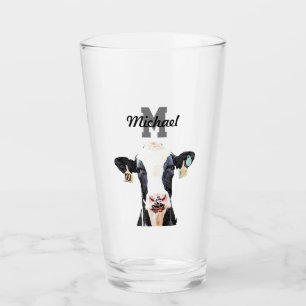 Monogramm Name Holstein Kuh Milchviehwirtschaft Glas