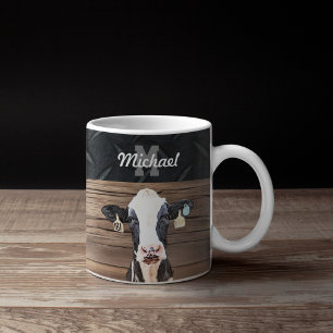Monogramm Name Holstein Kuh Milchviehwirtschaft Kaffeetasse
