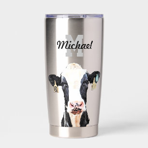 Monogramm Name Holstein Kuh Milchviehwirtschaft Thermobecher
