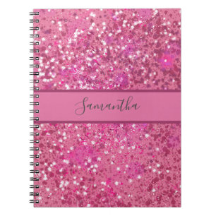 Monogramm Name Hot Pink Glitter Funkel Girly Glamo Notizblock
