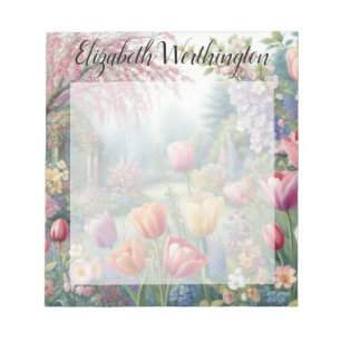 Monogramm-Name im vintage-Aquarell-Blumenpark Notizblock