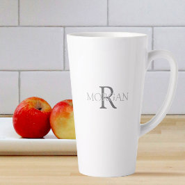 Monogramm & Name in grauem Text Einfaches, trendig Milchtasse