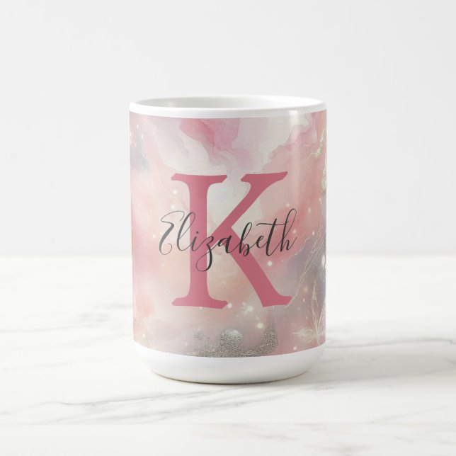 Monogramm-Name-Initial-Pastell-Wasserfarbe-Wasch-G Kaffeetasse (Mittel)