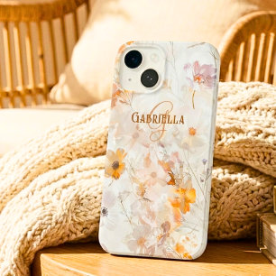 Monogramm-Name-Initiale Elegante Florale Wasserfar Case-Mate iPhone 14 Hülle