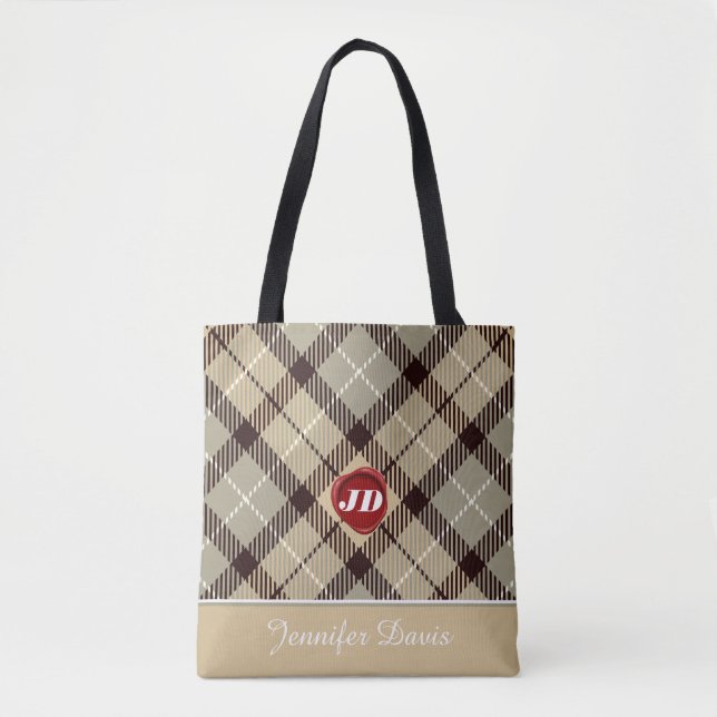 Monogramm Name Kariert Tartan Trendy Gray (Vorderseite)