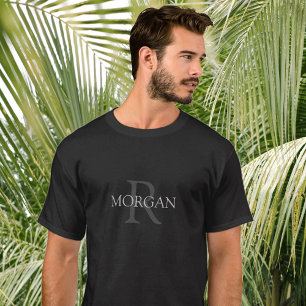 Monogramm & Name, Klassisches Design, grauer Text T-Shirt