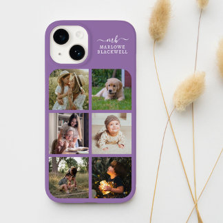Monogramm Name Lavendel Lila 6 Fotolage Case-Mate iPhone 14 Hülle