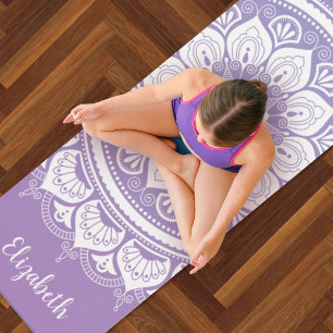 Monogramm Name Lila Mandala Om Yoga Mat Yogamatte