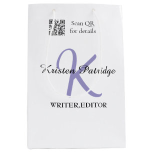 Monogramm-Name lila Schriftsteller editper QR-Code Mittlere Geschenktüte