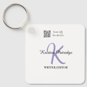 Monogramm-Name Lila-Schriftsteller editper QR-Code Schlüsselanhänger