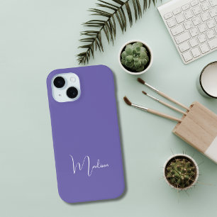 Monogramm Name Lila Weiß Minimal Stilvoll Chic Case-Mate iPhone Hülle