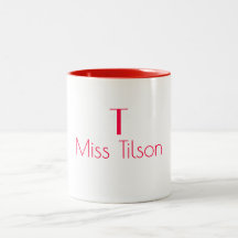 Monogramm Name Minimalistisch Rot Modern Lehrer