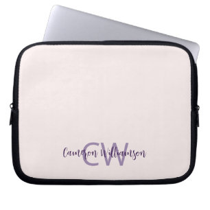 Monogramm Name Minimalistisch Solid Blush Laptopschutzhülle