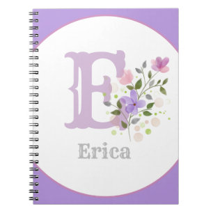 Monogramm & Name mit Blumen Notizblock