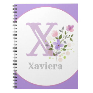 Monogramm & Name mit Blumen Notizblock