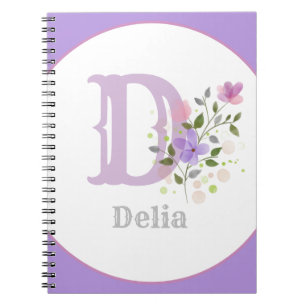 Monogramm & Name mit Blumen Notizblock