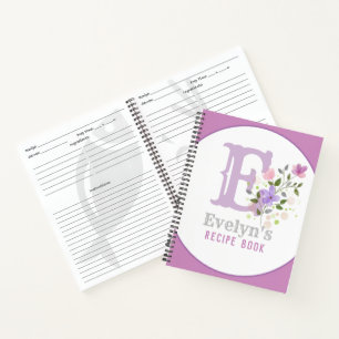 Monogramm & Name mit Blumen Notizbuch