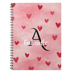 Monogramm-Name mit rosa roten Herzen Notizblock