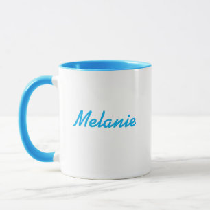 Monogramm Name Modern Minimalistische Blau Weiße T Tasse