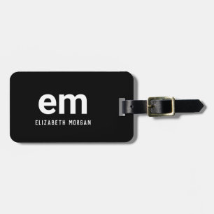 Monogramm Name Modern Schwarz Weiß Gepäckanhänger