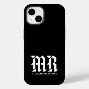 Monogramm Name MR Black and White Case-Mate iPhone 14 Hülle