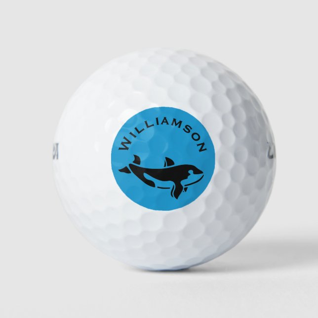 Monogramm Name Ocean Beach Whale Golfball (Vorderseite)