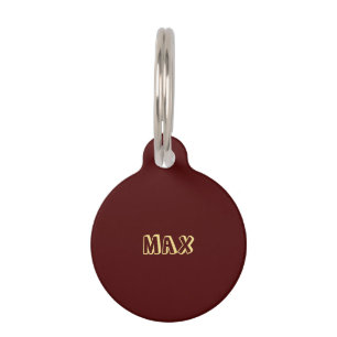 Monogramm Name Oxblood wine Gold Hund Kontaktinfo Haustiermarke