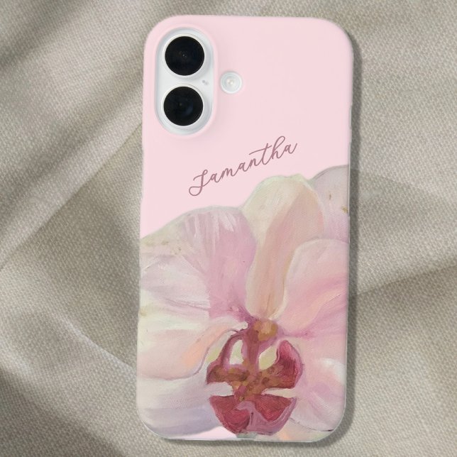 Monogramm Name Pastell Rosa Florale Orchidee Elega Case-Mate iPhone Hülle (Von Creator hochgeladen)