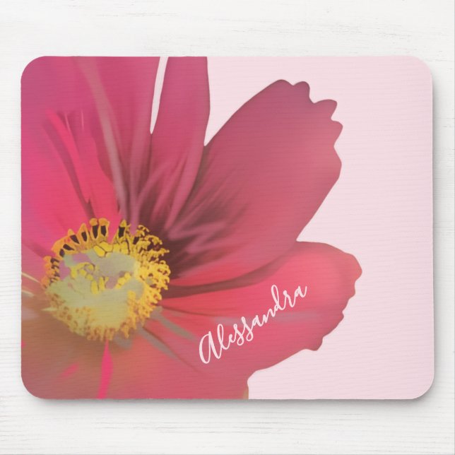 Monogramm Name Pastell Rosa Wasserfarbe Floral Mousepad (Vorne)