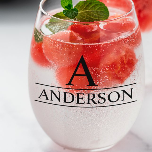 Monogramm Name Personalisiert Classic Weinglas Ohne Stiel (Von Creator hochgeladen)